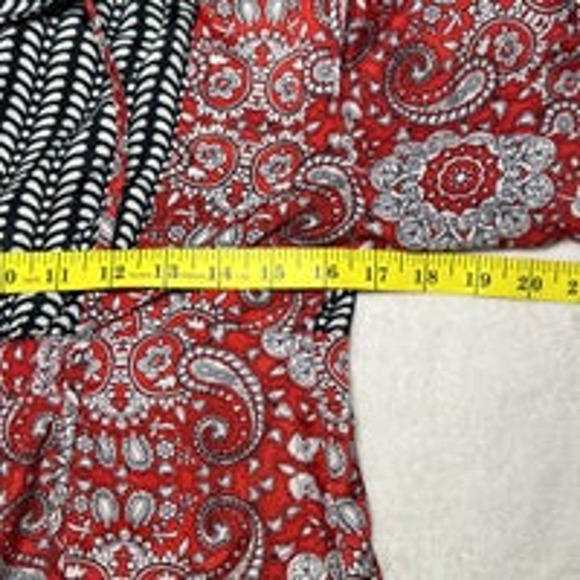 Cato Red Black Floral Print Long Sleeve Lightweight Dress‎ Women's Small - Picture 9 of 9